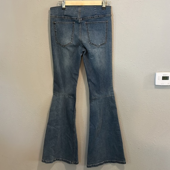 Free People Flare Denim Jeans Pull On Blue‎ - Picture 6 of 8
